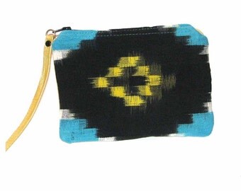 Guatemalan Cotton with Leather Back Cosmetic Case Handmade