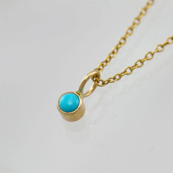 Turquoise Drop Pendant in 14k Yellow Gold by LaineBenthalldesigns