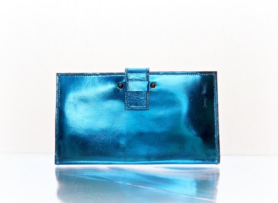 Leather Wallet in Electric Blue