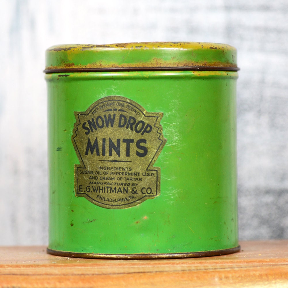 Green Tin can... Snow Drop Mints... Mint Green Tin... home