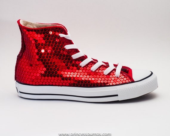 Hand Sequined Red Sequin Converse Canvas All Star by princesspumps