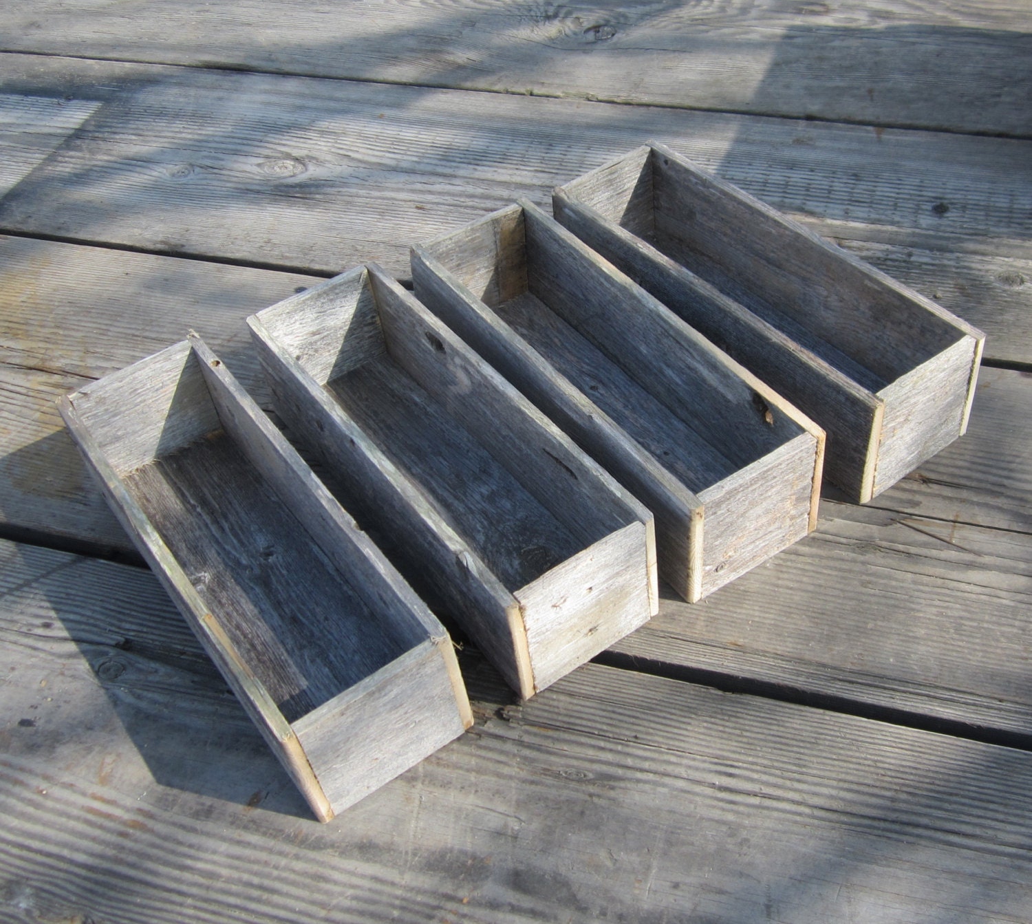 4 Rustic Wedding Centerpiece Boxes - Use As Planters After Event - Wedding Decor