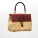 HOLD Vintage Basket Purse Woven HandBag Leather Strap