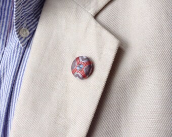 Custom Lapel Pins Mens Lapel Pin Button Lapel Pin Grey Orange Pin Silk Boutonniere Silk Lapel Button Suit Pin Boyfriend Gift For Him