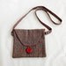 Cross Body Mini Hipster Bag - Brown and Red Tweed, purse, long strap, wool tweed, plaid, winter fashion, fall fashion, messenger bag