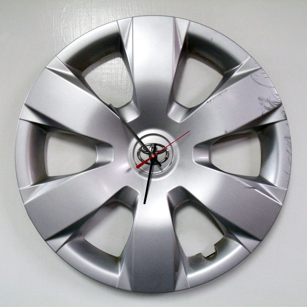 Recycled Toyota Camry Hubcap Clock Automotive Wall Clock