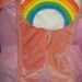 PINK CARE BEAR Rainbow Tummy costume 3T4T size jumpsuit snowsuit warm outfit 1 piece chest  28" (71.12Cm) length 31" (78.74cm) zips up front