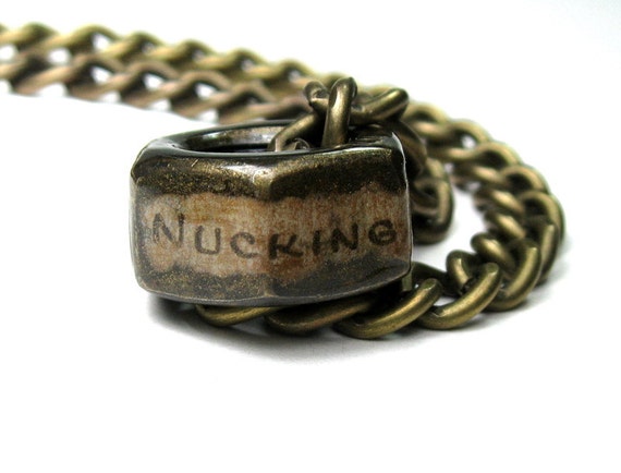 Nucking Futs Industrial Chic Hex Nut Necklace by jewelrybyNaLa
