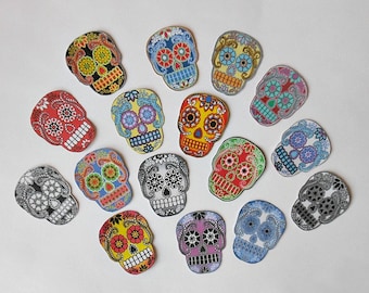 6 SIZES of Sugar Skull Paper STICKERS- 16 RTU with Adhesive back- Sugar Skull art Dia de los Muertos skull Jewelry Day of Dead art Prints