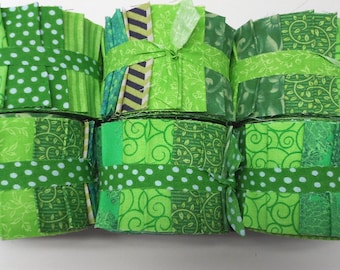 Lime Green Jelly Roll Fabric Strips - Quilt Strips Jelly Roll - SEW FUN QUILTS Time Saver Quilt Kit