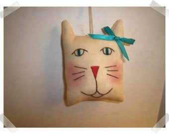Cat Ornament/ Muslin Fabric /Hand Embroidered/ Handmade**