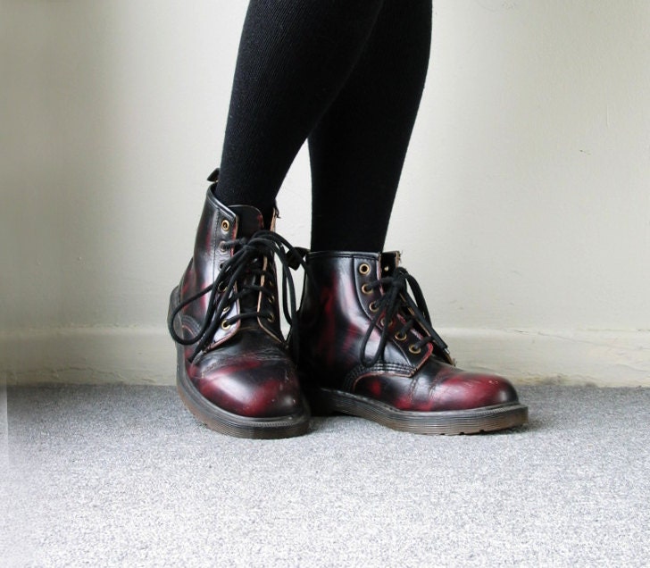 cherry red doc martens black polish