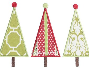 369 Tall Tree Trio Machine Embroidery Applique Design