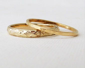womens wedding band set gold bridal set floral pattern ring womens gold wedding band 14k gold - Unique Wedding Ring womens wedding band set gold bridal set floral pattern ring womens gold wedding band 14k gold - Unique Wedding Ring