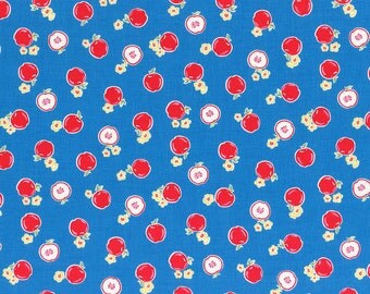 Flower Sugar Spring 2014 Apples on Blue Cotton Fabric by Lecien 30970-70
