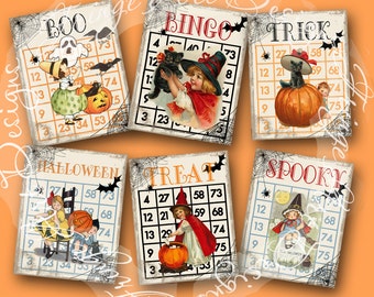 Halloween Bingo Cards Digital Instant Download Sheet for ACEO, note cards, hang tags