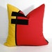 SALE - Red Yellow Pillow Cover - Modern Outdoor Indoor - Color Block - Decorative Pop Art - Black Colorblock - Sunbrella Cushion 16 inch