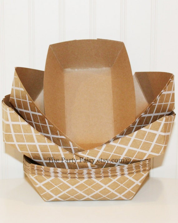 15 Small Brown and White Kraft Food Trays, Brown Paper Tray, French Fry, Party Trays, Sandwich, Birthday Party, Nachos, Popcorn Il_570xn