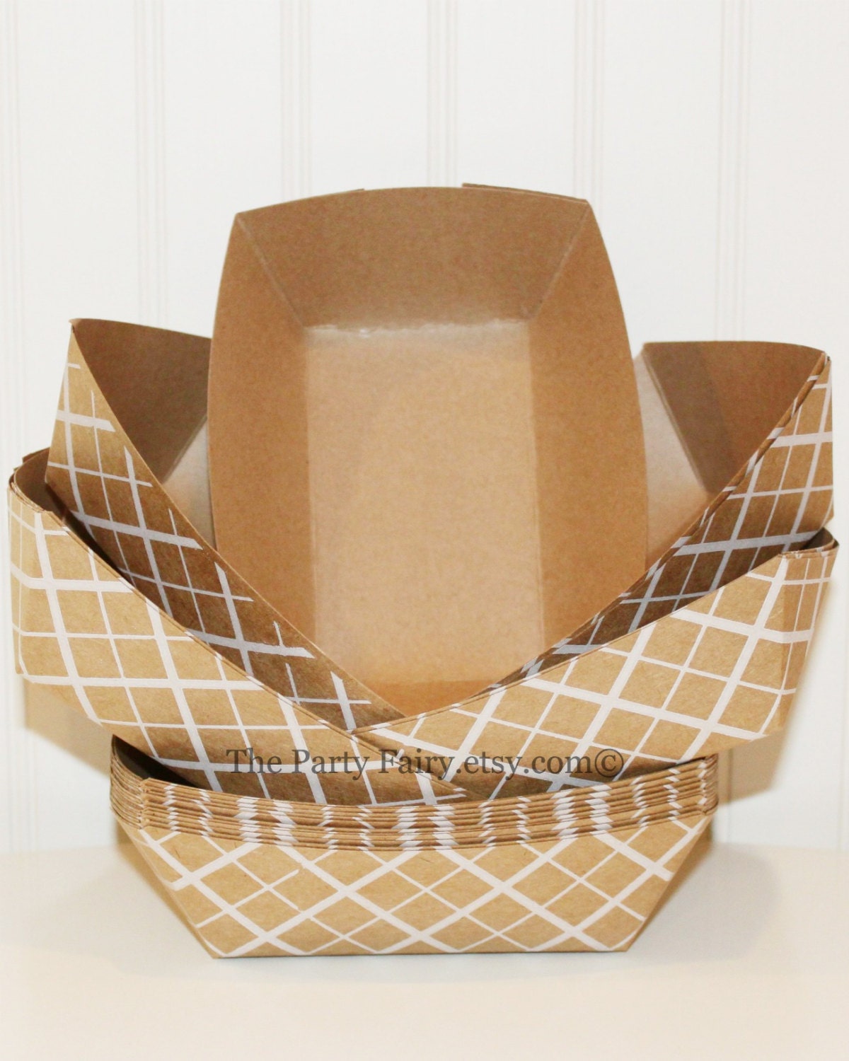 15 Small Brown and White Kraft Food Trays Brown Paper Tray