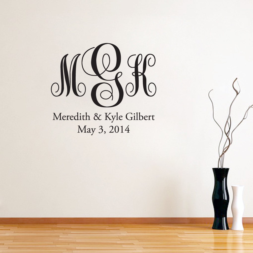 Fancy Wedding Monogram Wedding Vinyl Wall Decals