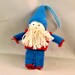 Gnome Ornament - Gnome Decoration - Elf, Gnome, Handmade, Cloth Doll, Ornament, Blue, Red, White Beard