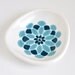 small ceramic dish - dahlia flower in dark teal and turquoise blue