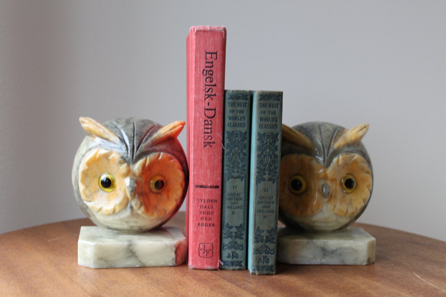 Vintage Marble Owl Bookends Mid Century by foxbride on Etsy