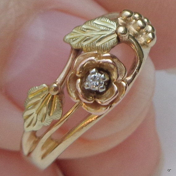 black hills gold diamond ring solid 10k gold vintage rose gold ringyellow - Black Hills Gold Wedding Rings black hills gold diamond ring solid 10k gold vintage rose gold ringyellow - Black Hills Gold Wedding Rings