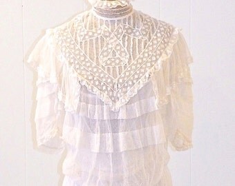 SALE Antique Dress 1900s Edwardian Dress Set, Gibson Girl Tiered Cotton ...
