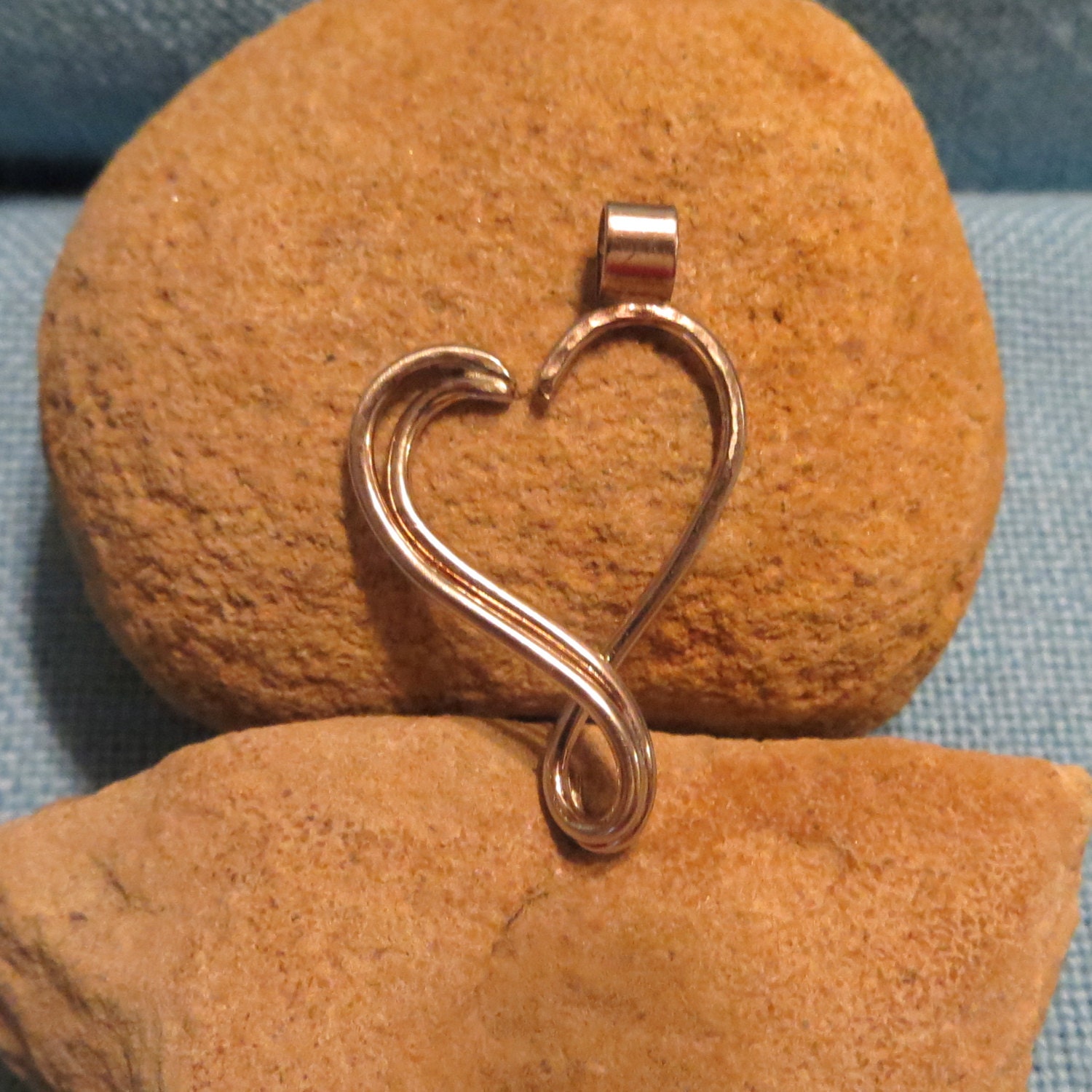 Open Heart Engagement  Ring  Holder  Pendant  14k Gold  Charm