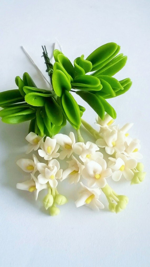 Handmade Polymer Clay Flowers Supplies Creamy White Orchid