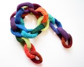 Rainbow Chain Scarf - Quirky & Cosy Winter Scarf - Colourful Chain Link Scarf