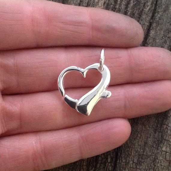 Sterling Silver Heart Clasp lobster Claw Large Sterling Silver