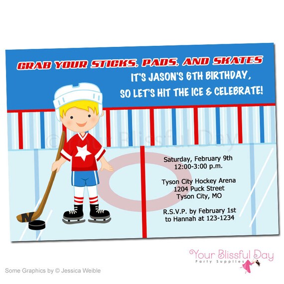 PRINTABLE Hockey Party Invitation (Your choice of character) Il_570xn