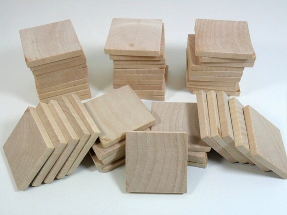 50 Holz-Quadrate 1-1/2 x 3/16 unvollendete Holz