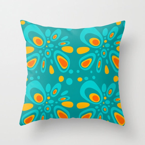 Items similar to Modern Pillow, Mid Century Modern Pillow, Floral Throw Pillow, Retro Throw ...