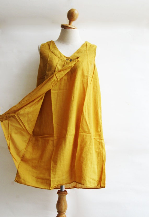 D12 Lotus Flower Cotton Dress Yellow dress by SweetCakeCookie