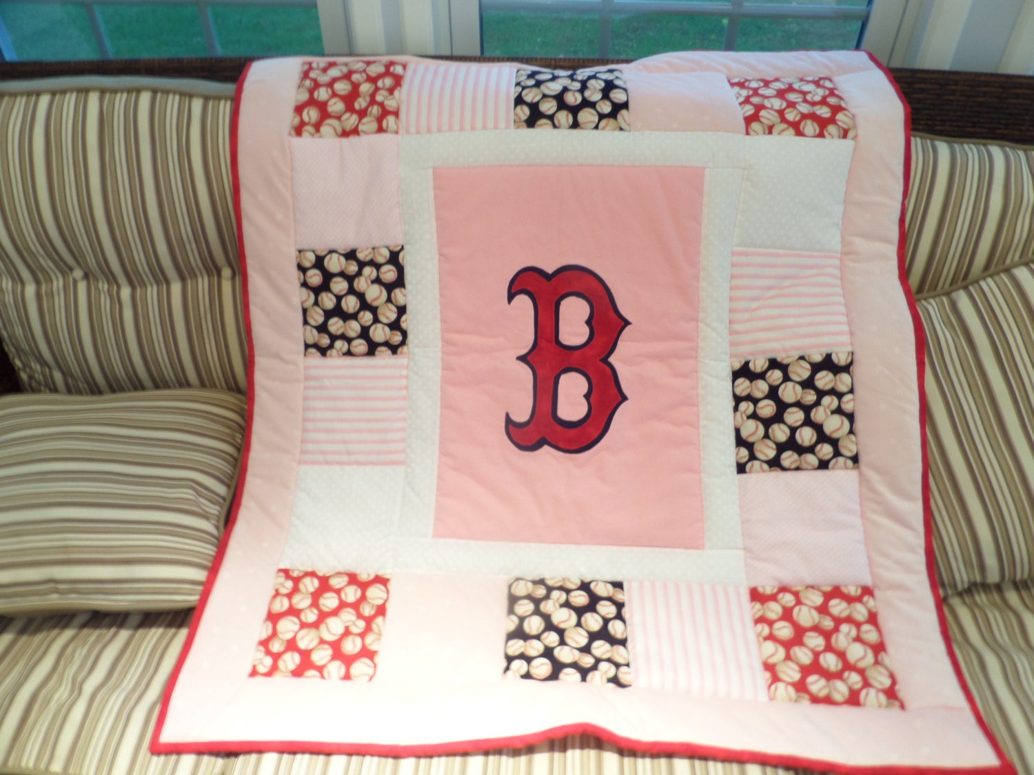 Customized Baseball Baby Quilt for Girls Girls like sports