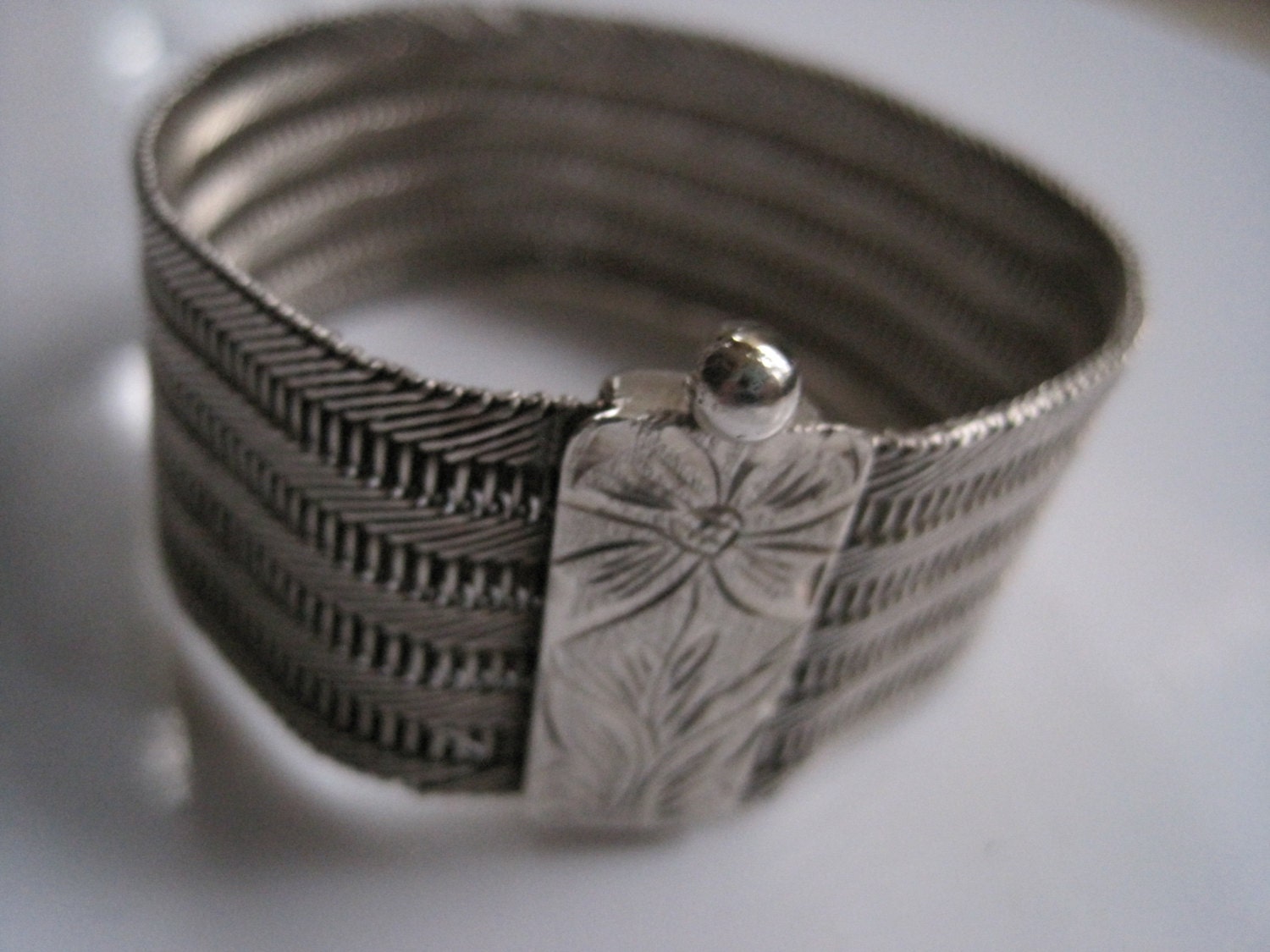 Vintage Bracelet turque maille argent Trabzon bijoux