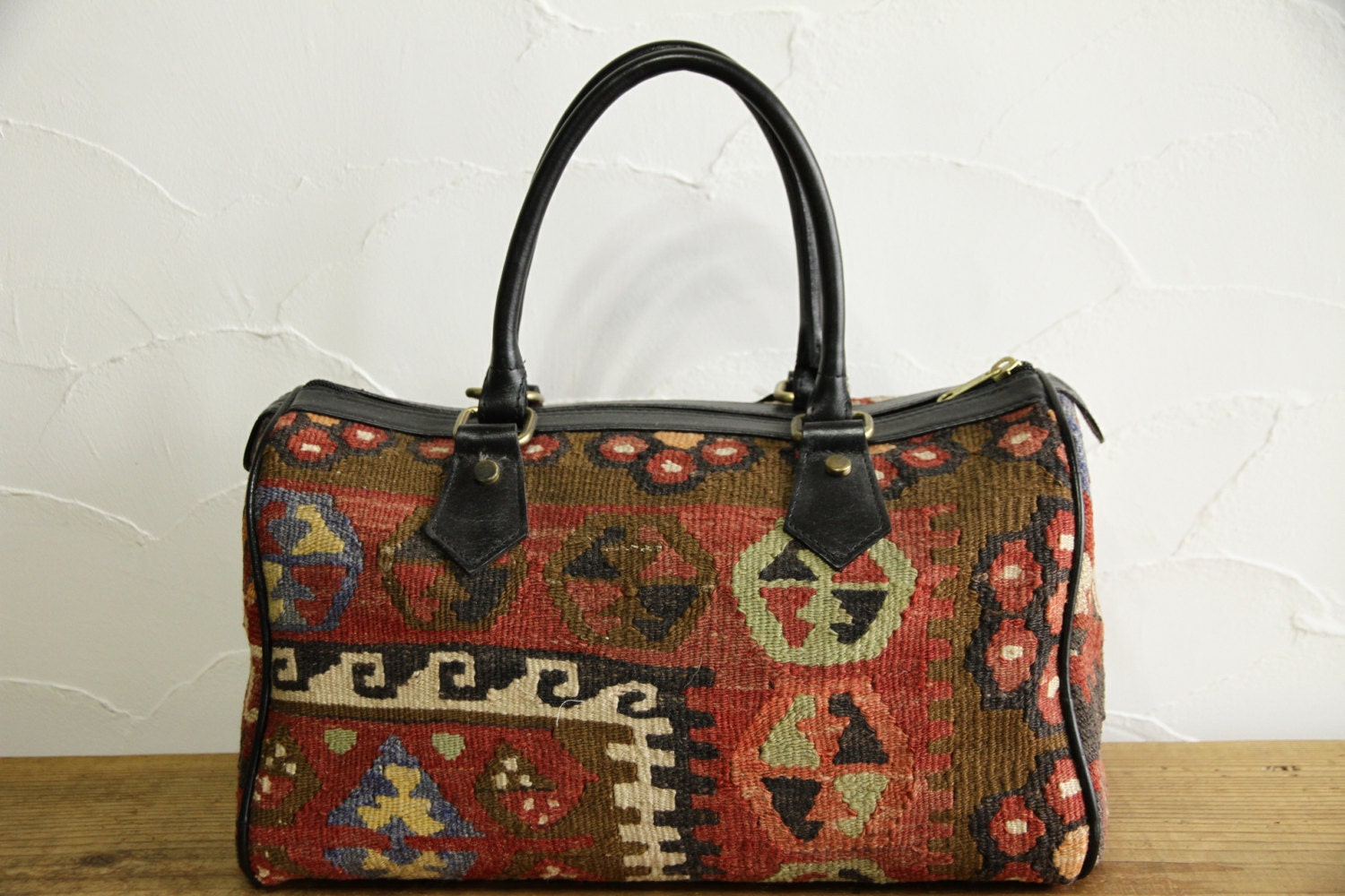 Kilim Bag Turkish Leather Bag Kilim Leather Bags by kilimlife