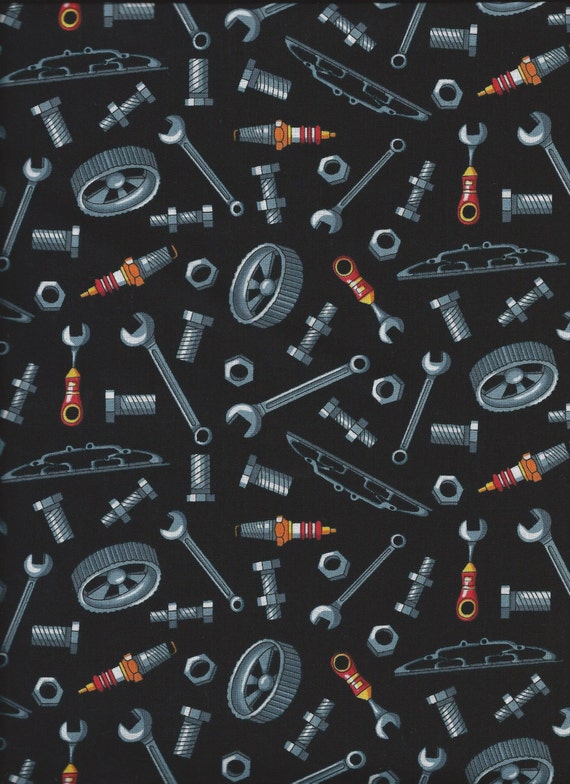 Blank Quilting Tossed Nuts and Bolts Cotton Fabric
