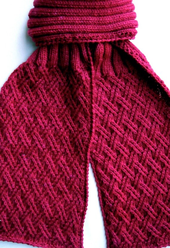 Knit Scarf Pattern: Twisted Criss Cross Turtleneck Scarf