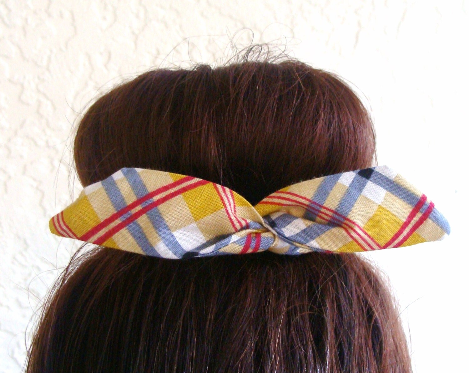 Wire Bun Wrap Top Knot Wire Wrap Plaid Mini Dolly by Lorettajos