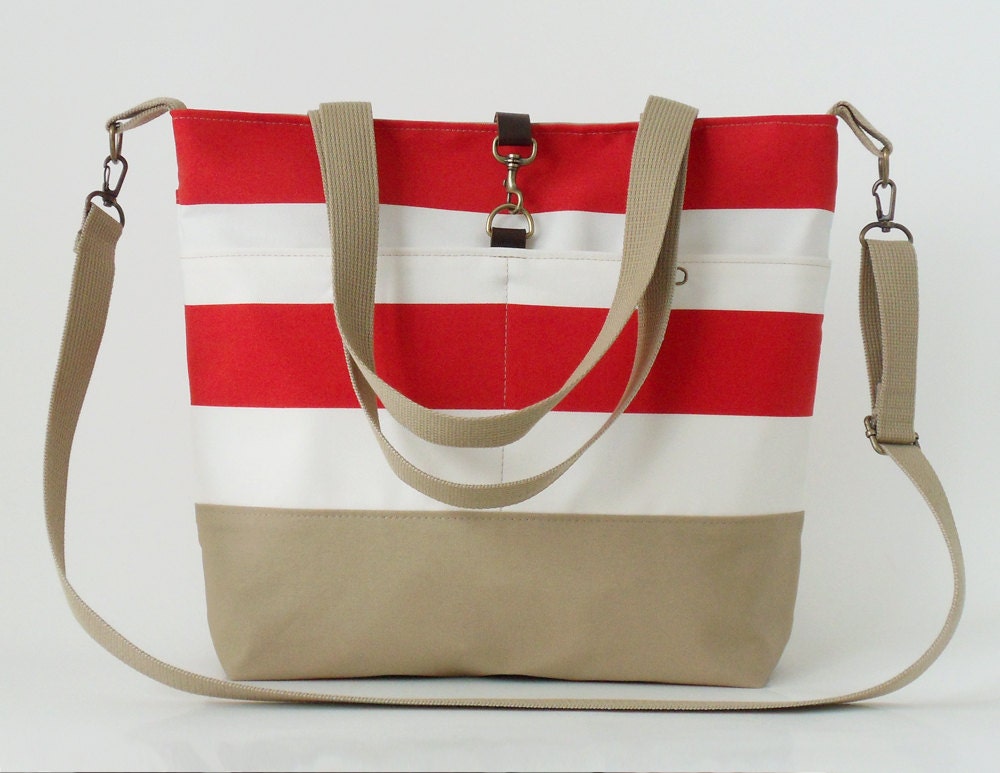 gym for strap bag BagyBags school / bag Bag / / Stripe Red by Shoulder Canvas Tote