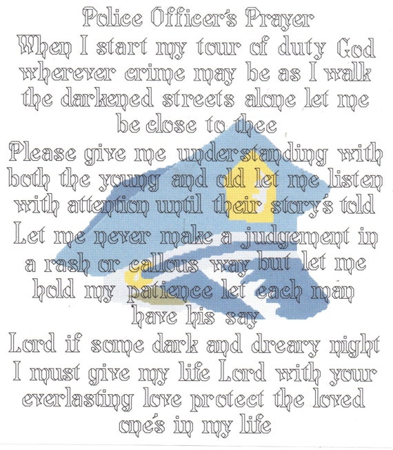 Police Officer Prayer counted Cross Stitch Pattern