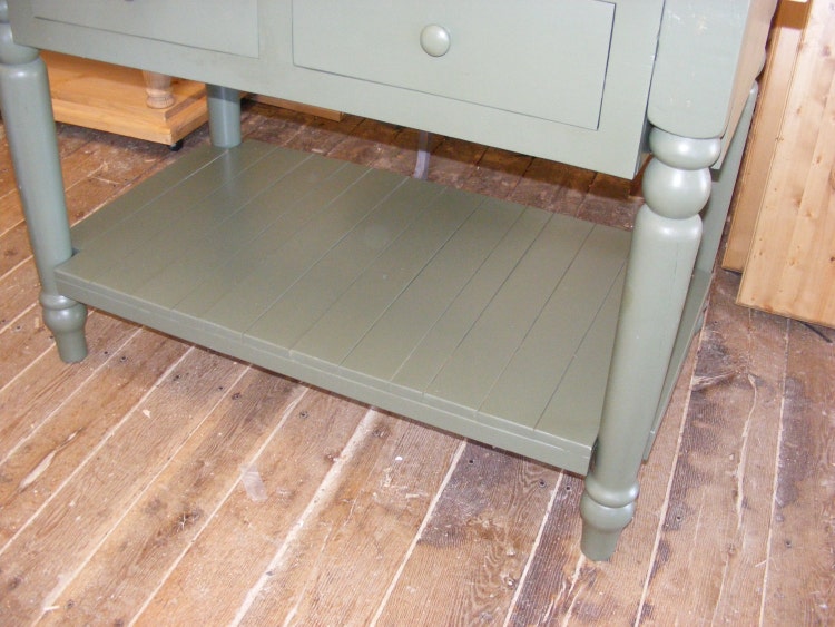 Simple Cottage Kitchen Island Olive Green MAPLE by TheWoodworkMan