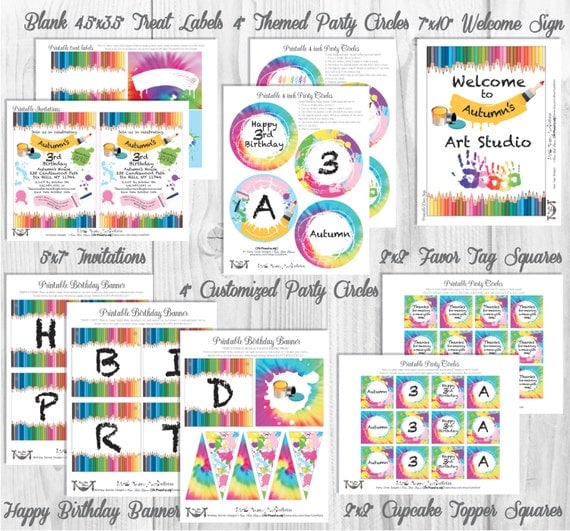 Art Party, Rainbow Party - PRINTABLE PARTY COLLECTION - Cutie Putti Paperie Il_570xn