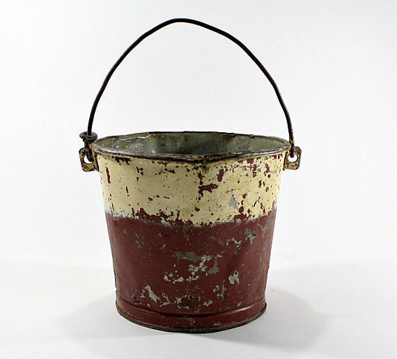 Vintage Fire Bucket / Vintage Fire Pail / Old Metal Bucket