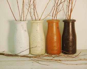Farmhouse Milk bottles, Farmhouse table decor, fixer upper style bottles, Country decor, Milk bottle set, Home decor, Farmhouse decor