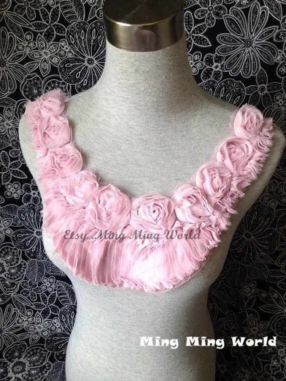 Chiffon Applique 1 PCS Light Pink Flower Applique Lace Trim